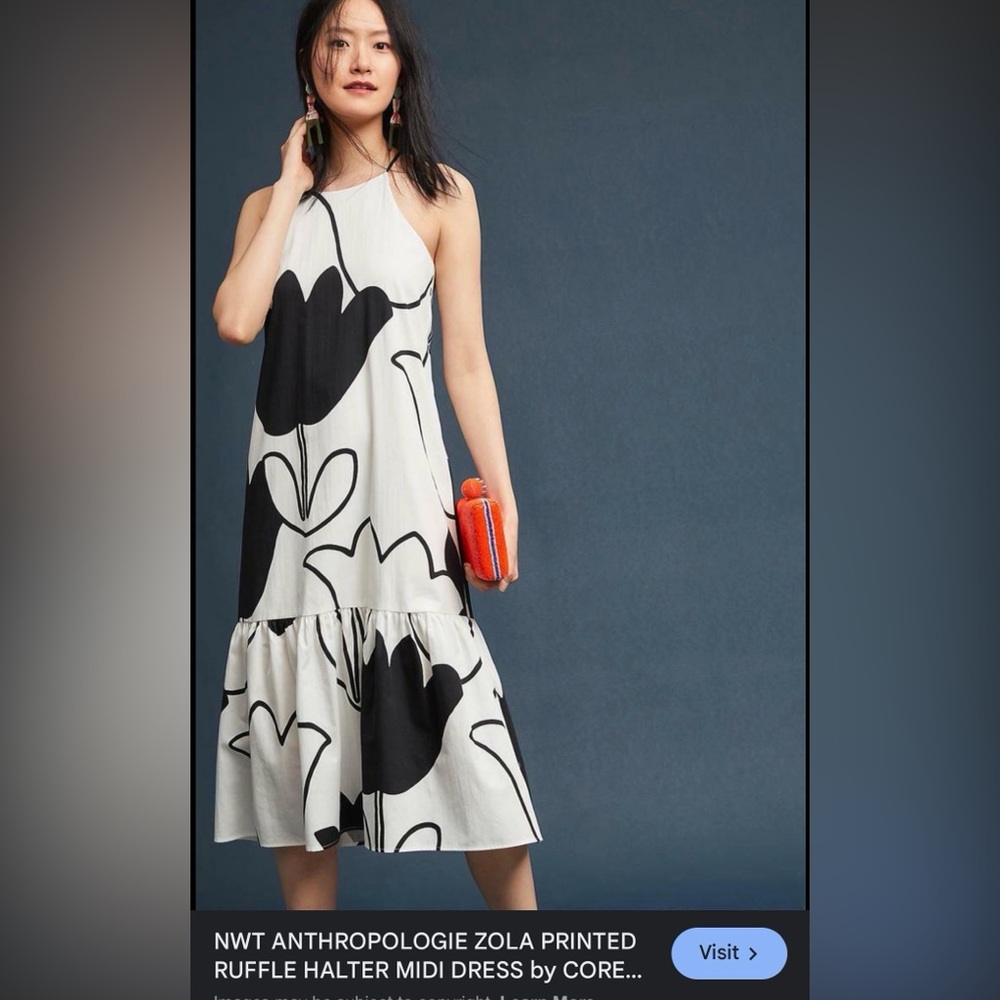 Anthropologie One Shoulder Black and White Dress
